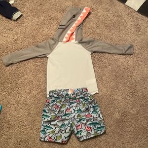 Toddler boy swim trunks and rash guard in great condition